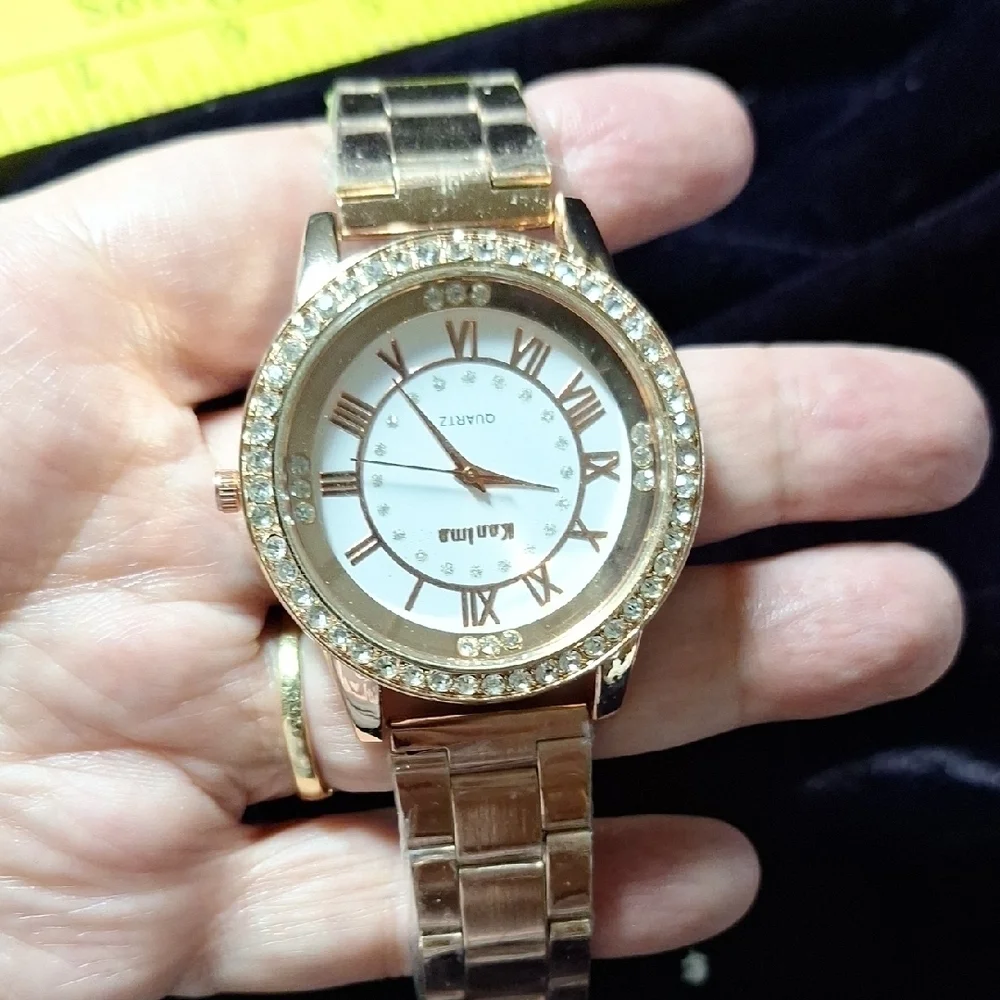 Elegant KADLINA Gold Watch with Crystal Accents